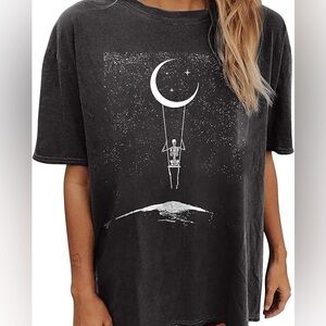 Black Short Sleeve Tee with Artistic Design